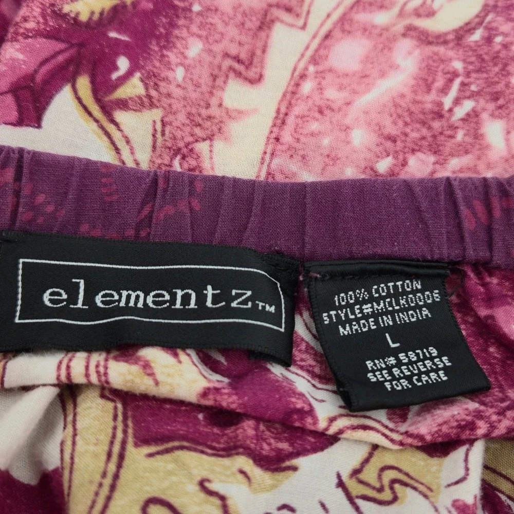 Elementz Tiered Midi Skirt Women Size L Purple Cotton Paisley Boho Peasant